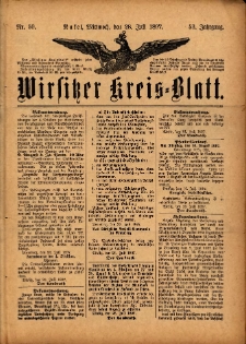 Wirsitzer Kreis-Blatt: herausgegeben vom Königlichen Landraths-Amte 1897.07.28 Jg.53 Nr59