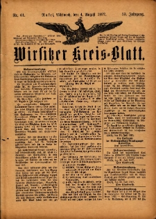 Wirsitzer Kreis-Blatt: herausgegeben vom Königlichen Landraths-Amte 1897.08.04 Jg.53 Nr61