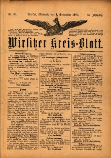 Wirsitzer Kreis-Blatt: herausgegeben vom Königlichen Landraths-Amte 1897.09.01 Jg.53 Nr69