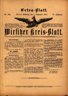 Wirsitzer Kreis-Blatt: herausgegeben vom Königlichen Landraths-Amte 1897.09.01 Jg.53 Nr69a Extra-Blatt