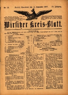 Wirsitzer Kreis-Blatt: herausgegeben vom Königlichen Landraths-Amte 1897.09.11 Jg.53 Nr72