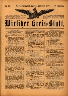 Wirsitzer Kreis-Blatt: herausgegeben vom Königlichen Landraths-Amte 1897.09.25 Jg.53 Nr76