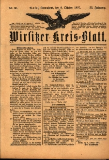 Wirsitzer Kreis-Blatt: herausgegeben vom Königlichen Landraths-Amte 1897.10.09 Jg.53 Nr80