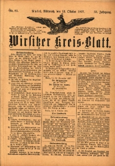 Wirsitzer Kreis-Blatt: herausgegeben vom Königlichen Landraths-Amte 1897.10.13 Jg.53 Nr81
