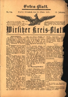 Wirsitzer Kreis-Blatt: herausgegeben vom Königlichen Landraths-Amte 1897.10.23 Jg.53 Nr84a Extra-Blatt