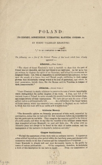[Prospekt] Poland : its history, constitution, literature, manners, customs [...]