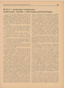 B.G.K. i postulaty kredytowe przemysłu, handlu i rzemiosła poznańskiego