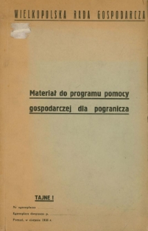 Materiał do programu pomocy gospodarczej dla pogranicza