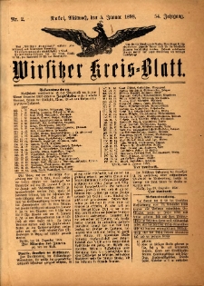 Wirsitzer Kreis-Blatt: herausgegeben vom Königlichen Landraths-Amte 1898.01.05 Jg.54 Nr2