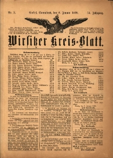 Wirsitzer Kreis-Blatt: herausgegeben vom Königlichen Landraths-Amte 1898.01.08 Jg.54 Nr3