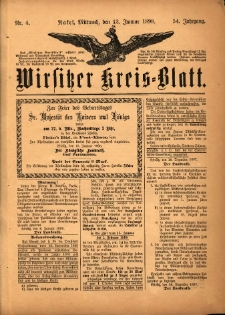 Wirsitzer Kreis-Blatt: herausgegeben vom Königlichen Landraths-Amte 1898.01.12 Jg.54 Nr4
