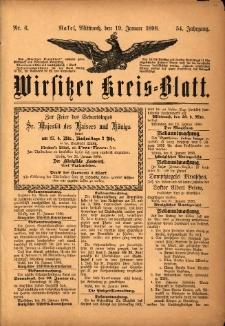 Wirsitzer Kreis-Blatt: herausgegeben vom Königlichen Landraths-Amte 1898.01.19 Jg.54 Nr6