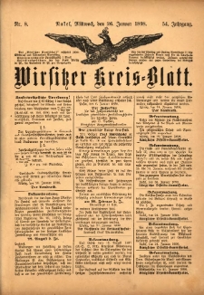 Wirsitzer Kreis-Blatt: herausgegeben vom Königlichen Landraths-Amte 1898.01.26 Jg.54 Nr8