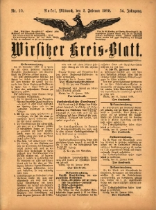 Wirsitzer Kreis-Blatt: herausgegeben vom Königlichen Landraths-Amte 1898.02.02 Jg.54 Nr10