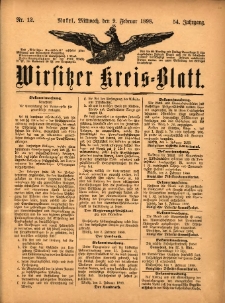 Wirsitzer Kreis-Blatt: herausgegeben vom Königlichen Landraths-Amte 1898.02.09 Jg.54 Nr12