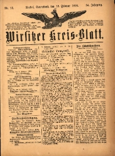 Wirsitzer Kreis-Blatt: herausgegeben vom Königlichen Landraths-Amte 1898.02.12 Jg.54 Nr13