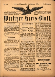 Wirsitzer Kreis-Blatt: herausgegeben vom Königlichen Landraths-Amte 1898.02.16 Jg.54 Nr14