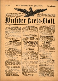 Wirsitzer Kreis-Blatt: herausgegeben vom Königlichen Landraths-Amte 1898.02.19 Jg.54 Nr15