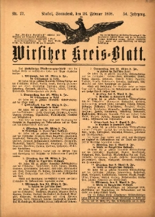 Wirsitzer Kreis-Blatt: herausgegeben vom Königlichen Landraths-Amte 1898.02.26 Jg.54 Nr17