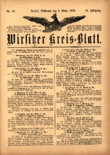 Wirsitzer Kreis-Blatt: herausgegeben vom Königlichen Landraths-Amte 1898.03.02 Jg.54 Nr18