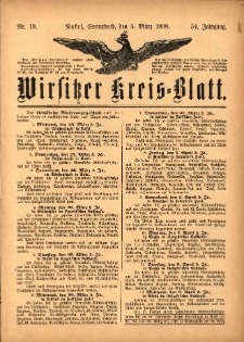 Wirsitzer Kreis-Blatt: herausgegeben vom Königlichen Landraths-Amte 1898.03.05 Jg.54 Nr19