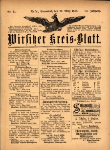 Wirsitzer Kreis-Blatt: herausgegeben vom Königlichen Landraths-Amte 1898.03.12 Jg.54 Nr21