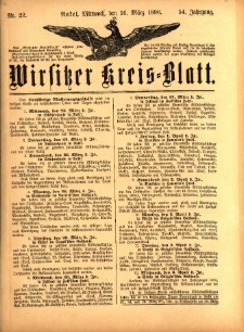 Wirsitzer Kreis-Blatt: herausgegeben vom Königlichen Landraths-Amte 1898.03.16 Jg.54 Nr22