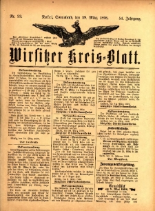 Wirsitzer Kreis-Blatt: herausgegeben vom Königlichen Landraths-Amte 1898.03.19 Jg.54 Nr23