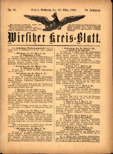 Wirsitzer Kreis-Blatt: herausgegeben vom Königlichen Landraths-Amte 1898.03.23 Jg.54 Nr24