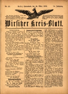 Wirsitzer Kreis-Blatt: herausgegeben vom Königlichen Landraths-Amte 1898.03.26 Jg.54 Nr25