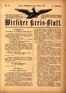 Wirsitzer Kreis-Blatt: herausgegeben vom Königlichen Landraths-Amte 1898.03.30 Jg.54 Nr26