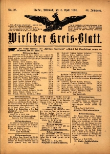 Wirsitzer Kreis-Blatt: herausgegeben vom Königlichen Landraths-Amte 1898.04.06 Jg.54 Nr28