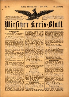 Wirsitzer Kreis-Blatt: herausgegeben vom Königlichen Landraths-Amte 1898.05.04 Jg.54 Nr35