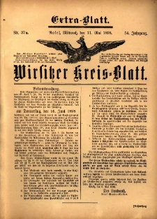Wirsitzer Kreis-Blatt: herausgegeben vom Königlichen Landraths-Amte 1898.05.11 Jg.54 Nr37a Extra-Blatt