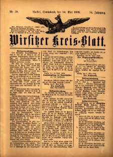 Wirsitzer Kreis-Blatt: herausgegeben vom Königlichen Landraths-Amte 1898.05.14 Jg.54 Nr38