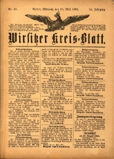 Wirsitzer Kreis-Blatt: herausgegeben vom Königlichen Landraths-Amte 1898.05.25 Jg.54 Nr41
