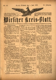 Wirsitzer Kreis-Blatt: herausgegeben vom Königlichen Landraths-Amte 1898.06.01 Jg.54 Nr43