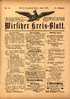 Wirsitzer Kreis-Blatt: herausgegeben vom Königlichen Landraths-Amte 1898.06.04 Jg.54 Nr44