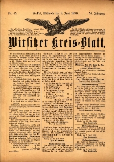 Wirsitzer Kreis-Blatt: herausgegeben vom Königlichen Landraths-Amte 1898.06.08 Jg.54 Nr45