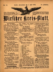 Wirsitzer Kreis-Blatt: herausgegeben vom Königlichen Landraths-Amte 1898.07.02 Jg.54 Nr52
