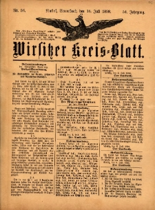 Wirsitzer Kreis-Blatt: herausgegeben vom Königlichen Landraths-Amte 1898.07.16 Jg.54 Nr56