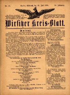 Wirsitzer Kreis-Blatt: herausgegeben vom Königlichen Landraths-Amte 1898.07.20 Jg.54 Nr57