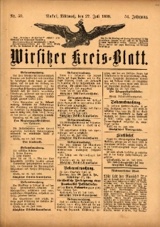 Wirsitzer Kreis-Blatt: herausgegeben vom Königlichen Landraths-Amte 1898.07.27 Jg.54 Nr59