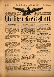 Wirsitzer Kreis-Blatt: herausgegeben vom Königlichen Landraths-Amte 1898.07.30 Jg.54 Nr60