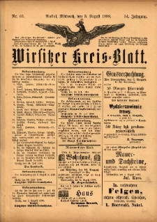 Wirsitzer Kreis-Blatt: herausgegeben vom Königlichen Landraths-Amte 1898.08.03 Jg.54 Nr61