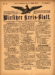 Wirsitzer Kreis-Blatt: herausgegeben vom Königlichen Landraths-Amte 1898.08.17 Jg.54 Nr65