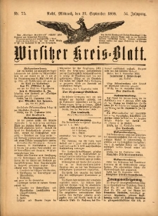 Wirsitzer Kreis-Blatt: herausgegeben vom Königlichen Landraths-Amte 1898.09.21 Jg.54 Nr75