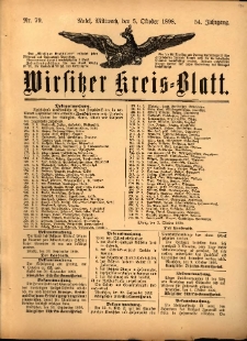 Wirsitzer Kreis-Blatt: herausgegeben vom Königlichen Landraths-Amte 1898.10.05 Jg.54 Nr79
