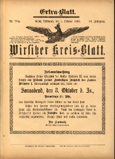 Wirsitzer Kreis-Blatt: herausgegeben vom Königlichen Landraths-Amte 1898.10.05 Jg.54 Nr79a Extra-Blatt