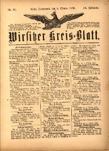 Wirsitzer Kreis-Blatt: herausgegeben vom Königlichen Landraths-Amte 1898.10.08 Jg.54 Nr80